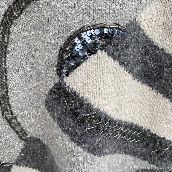 Vintage Cristina Silk Angora Sequins Sweater Sz M Beaded Avant Garde Artsy Tunic - Picture 7 of 16